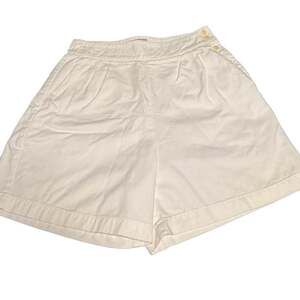 Vintage Banana Republic Heritage White Pleated Cotton Side Button Sailor Shorts